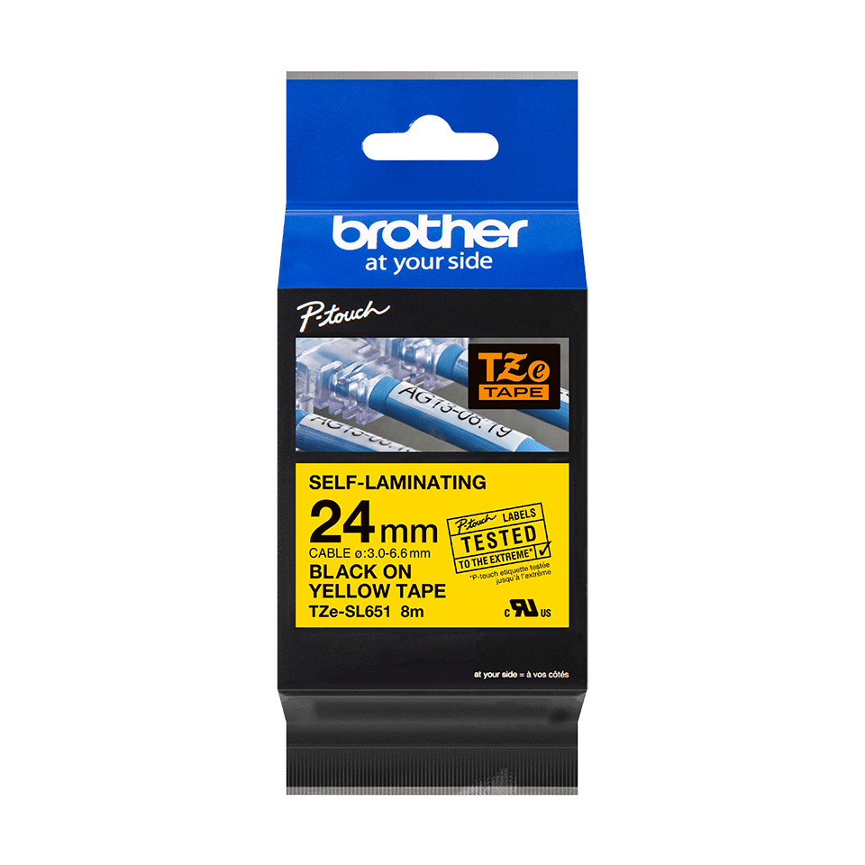 Genuine Brother TZe-SL651 Self-Laminating Labelling Tape Cassette – Black on Yellow, 24mm wide 3